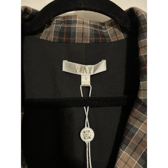 WAYF Blazer Jacket Small New Plaid Check Brown Black Fall - Picture 4 of 12
